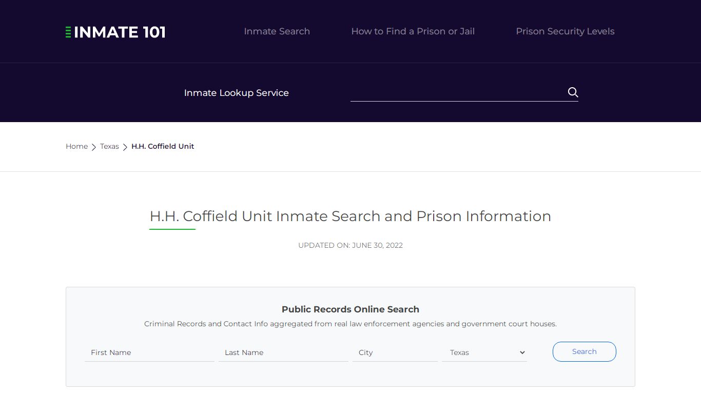 H.H. Coffield Unit Inmate Search, Visitation, Phone no ...